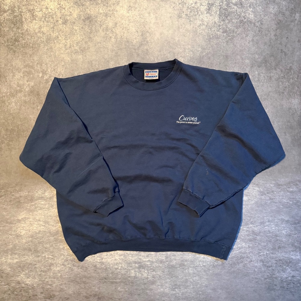 Vintage Curves Crewneck Sweatshirt Women's‎ XL Navy Blue Pullover